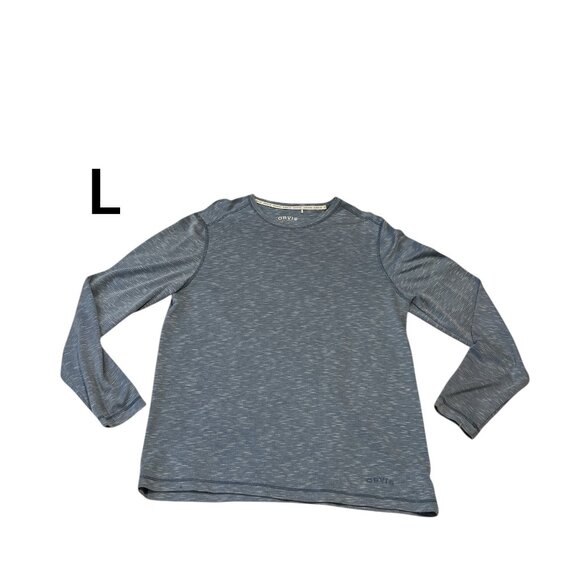 ORVIS Men's Long Sleeved Pullover Shirt Size Large Nice Blue White Pattern - Picture 1 of 7